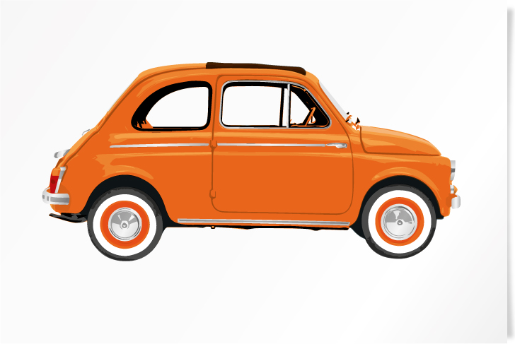 Fiat 500 Orange paper print