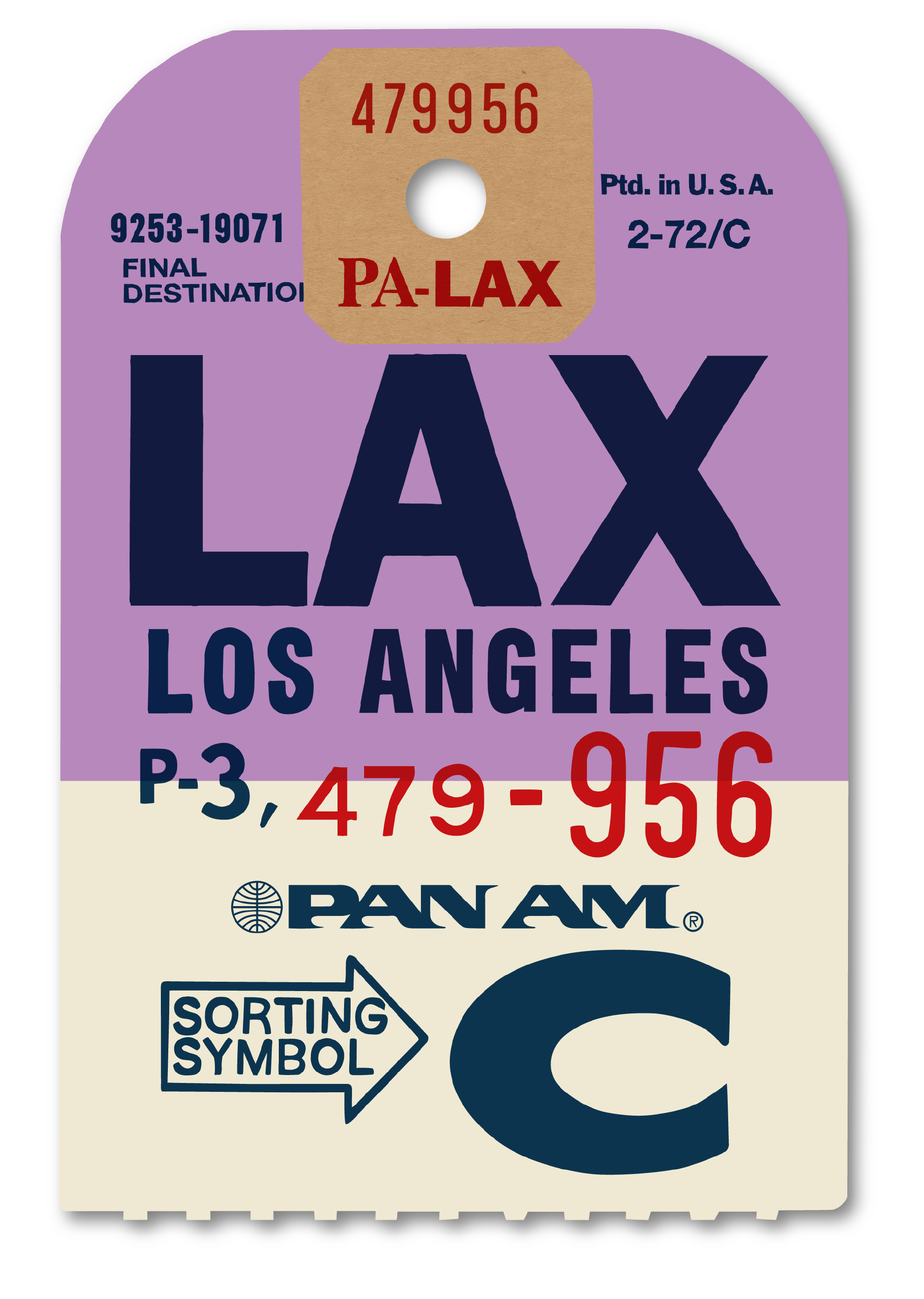 Los Angeles Pan Am Luggage Label