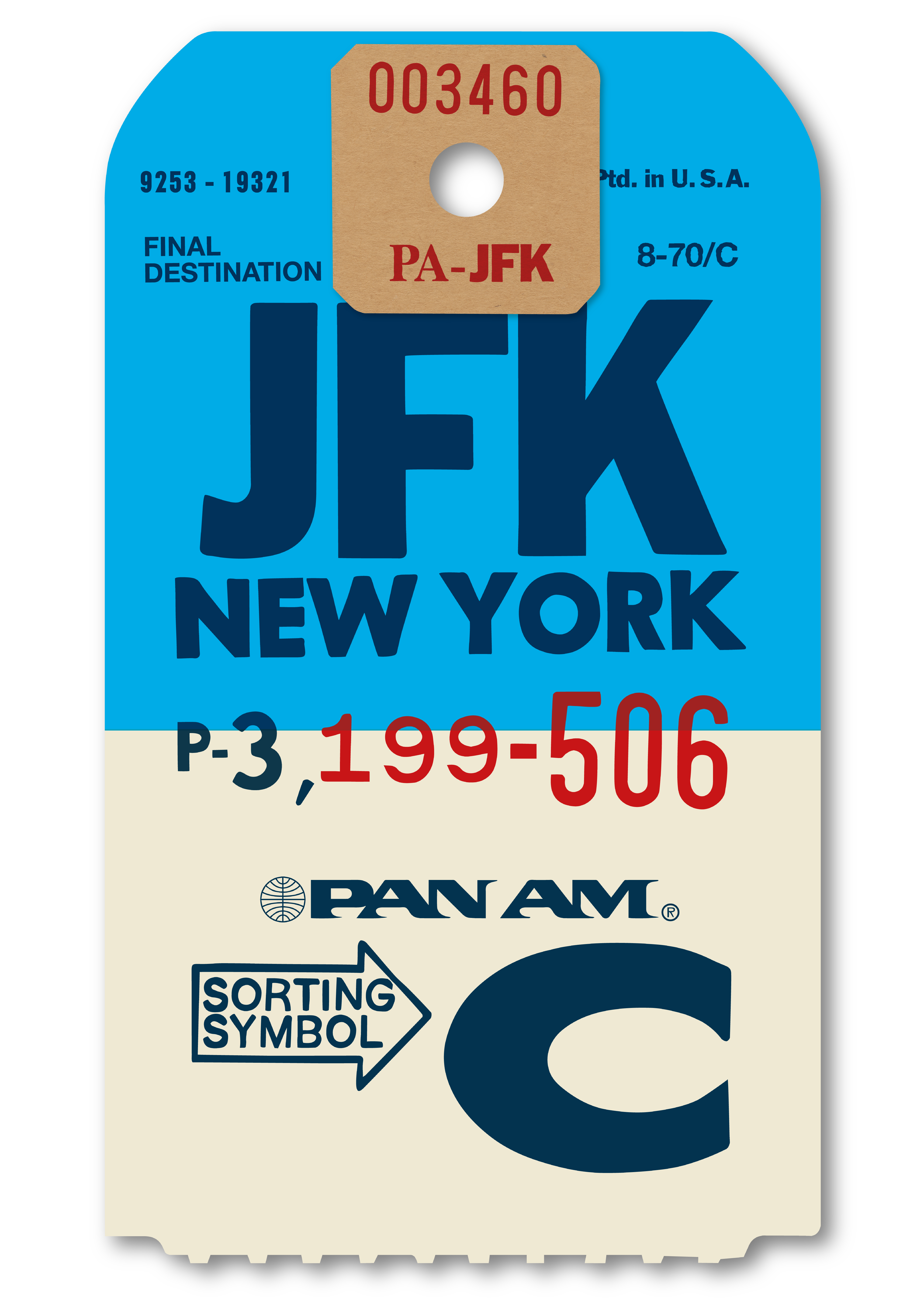 JFK Pan Am Luggage label