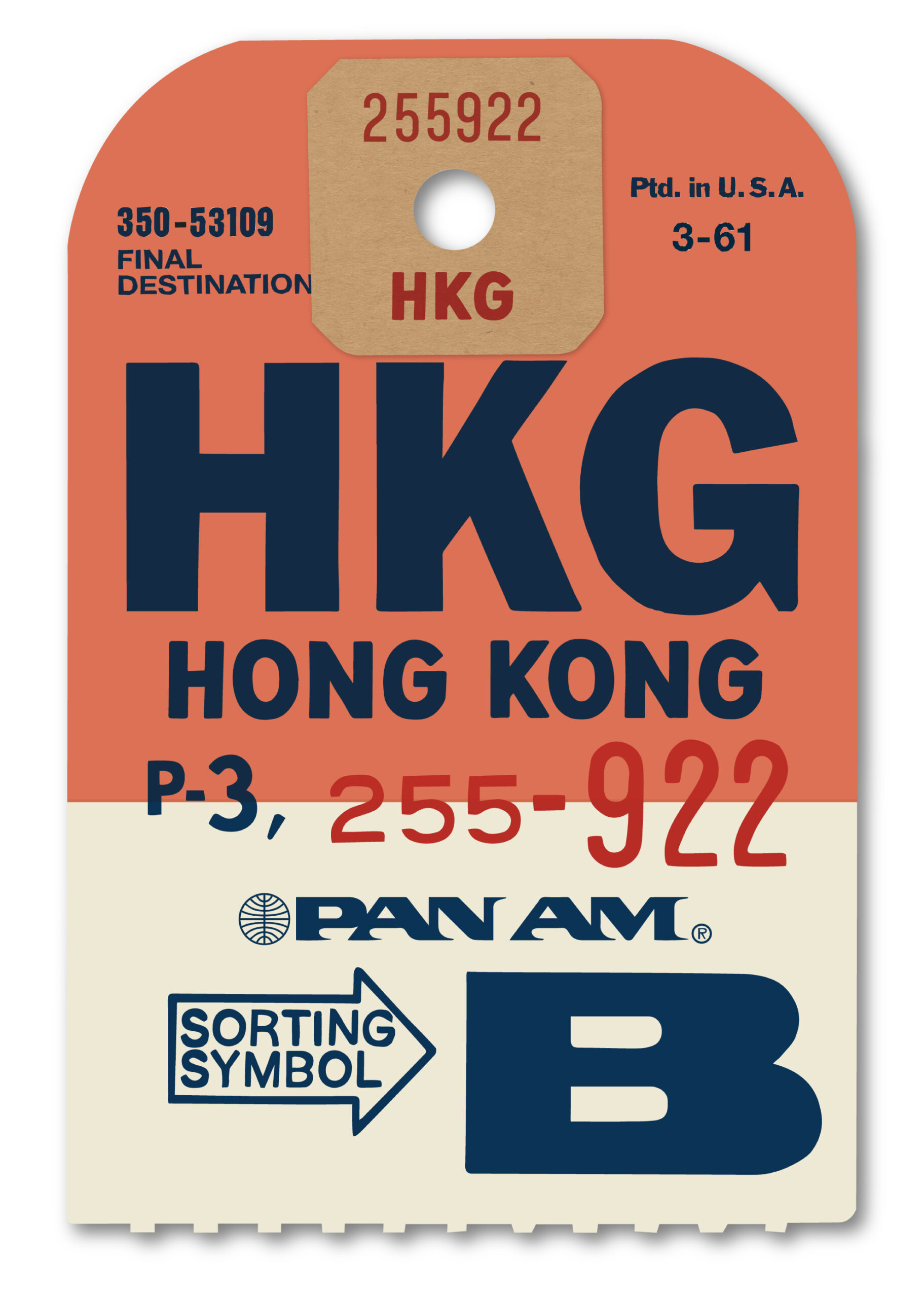Pan Am Hong Kong Luggage Label