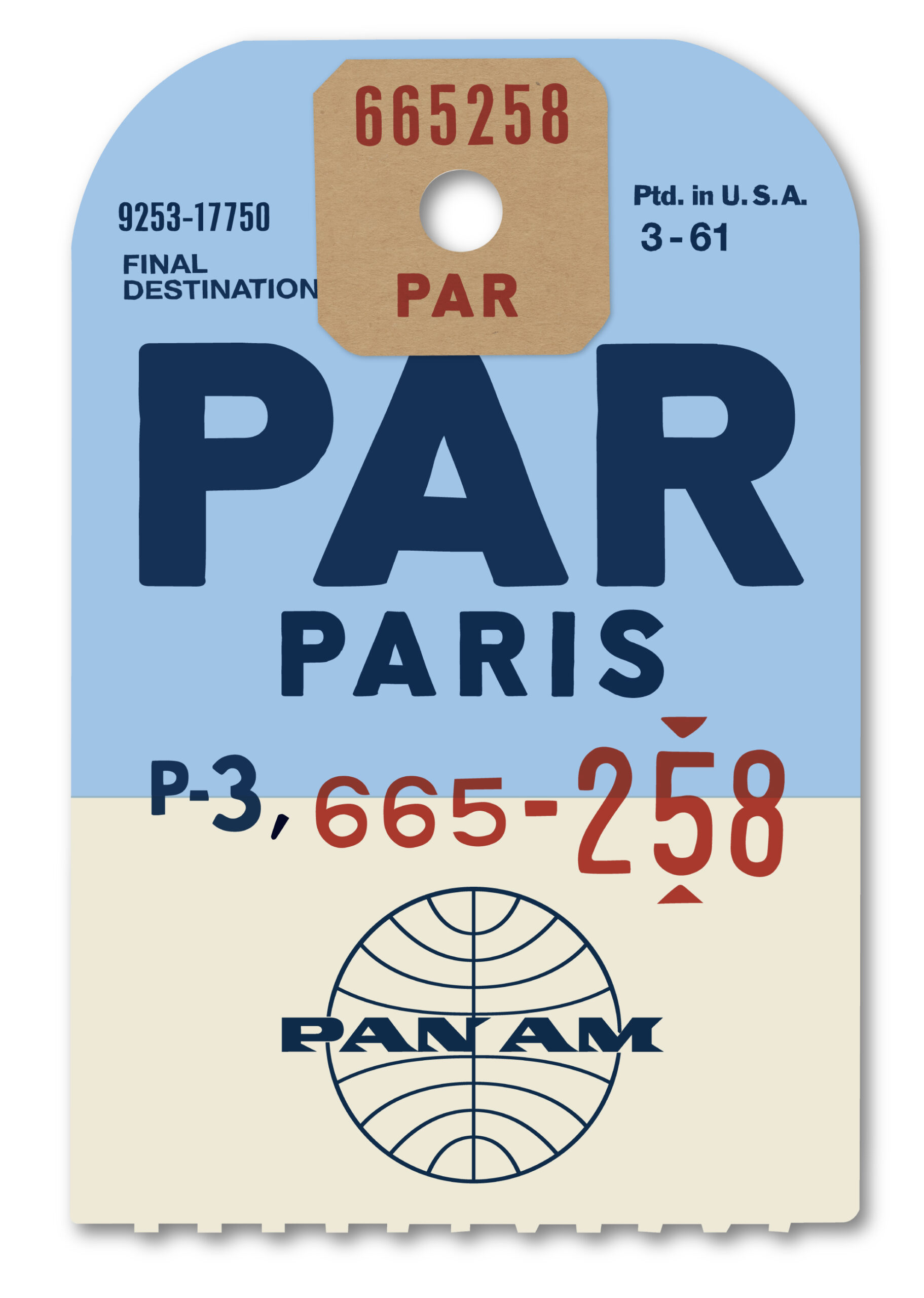 Pan Am Paris Luggage Tag