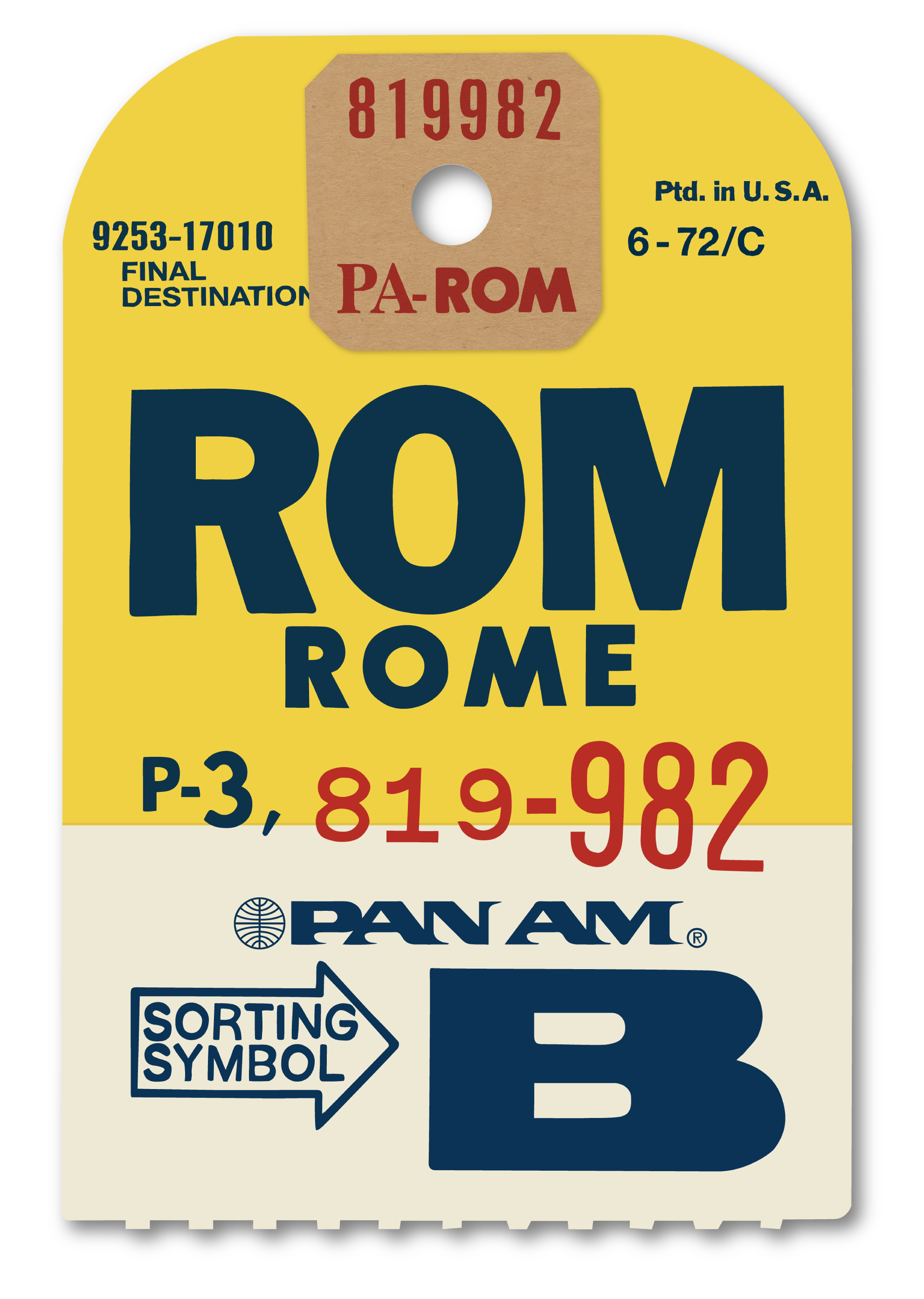 Pan Am Rome Luggage Tag