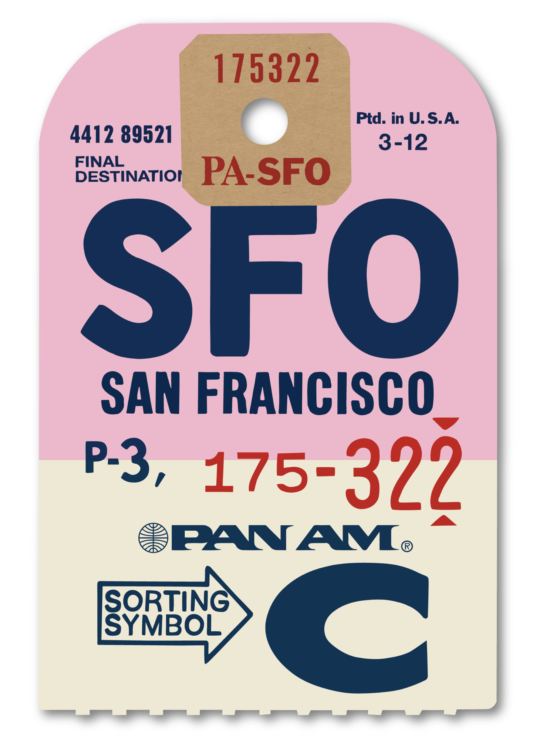 Pan Am San Francisco Luggage Tag